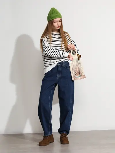 Джинсы-бананы синего цвета из хлопка